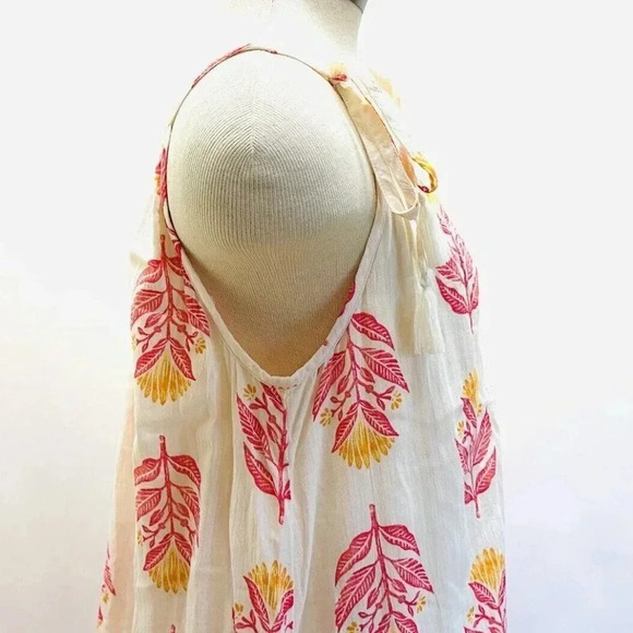 Women Sleeveless Pullover V-Neck Neck Tassels Fully Lined Floral Dress Size PXL - Picture 6 of 11